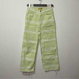 Simons Twik women’s Green psychadelic stripes Straight Leg denim jeans in 29